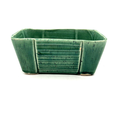 Poterie rectangulaire vitrée verte Planter vintage 6,5 x 3,875 pouces marquée 1206-6 1/2 - Photo 1/8