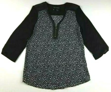 International Concepts 1/4 Zip Sheer Top Blouse Size S
