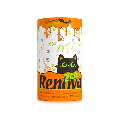 Renova Halloween Paper Towels - Jumbo Roll, 2-Ply, 120 Sheets, Decoration