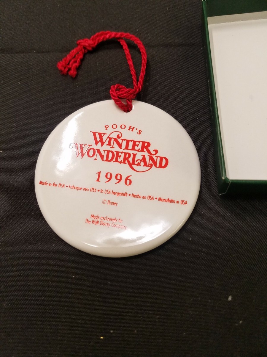 Vtg Disney Store Winnie Pooh Winter Wonderland Porcelain Christmas