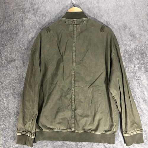 AllSaints Bomer Jacker Medium Green Full Zip Embroidered Logo Pockets Light - Picture 6 of 10
