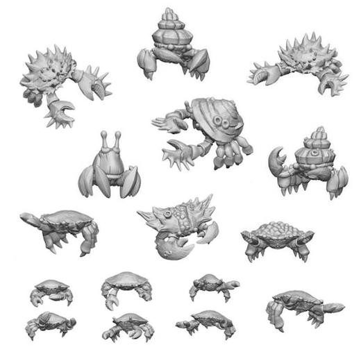Green Stuff World 3D Printed Resin Bits - Crabs 1:48-1:35