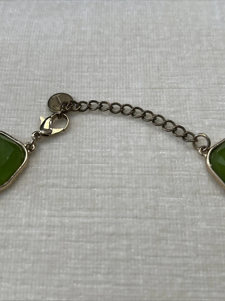 Talbot Necklace Cabochon Cushion Cut Bezel Linked Green Gemstones - Image 2 of 4