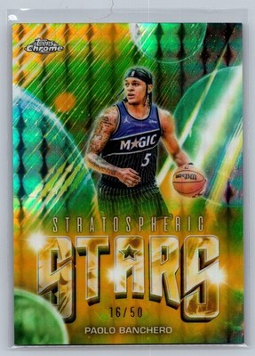 2025 Topps Chrome Update Paolo Banchero Stratospheric Stars Geometric Gold #/50