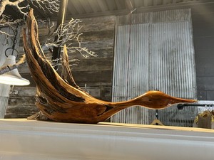 Vintage Driftwood Carved Duck Unique Artist Made