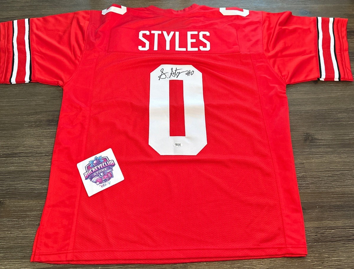 アメリカ古着　激レアNFL オーウェンス　サイン入りユニフォーム　プロ仕様モデル Sonny Styles Signed Autographed Buckeyes Custom Jersey Red Prime