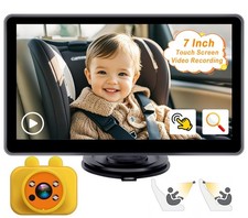 7 Inch HD 1080P Baby Car Camera 3X Zoom Recording Touchscreen 150 Degree Art