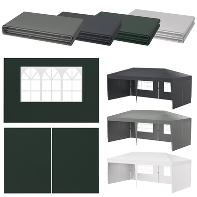 6-tlg. Seitenteile Set für Pavillon Gartenzelt 3x6m Fenster Seitenwand 4 Farben