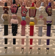Handmade Decorative Ballpoint Pens 6 per Plastic Novelty Top Colorful Beaded