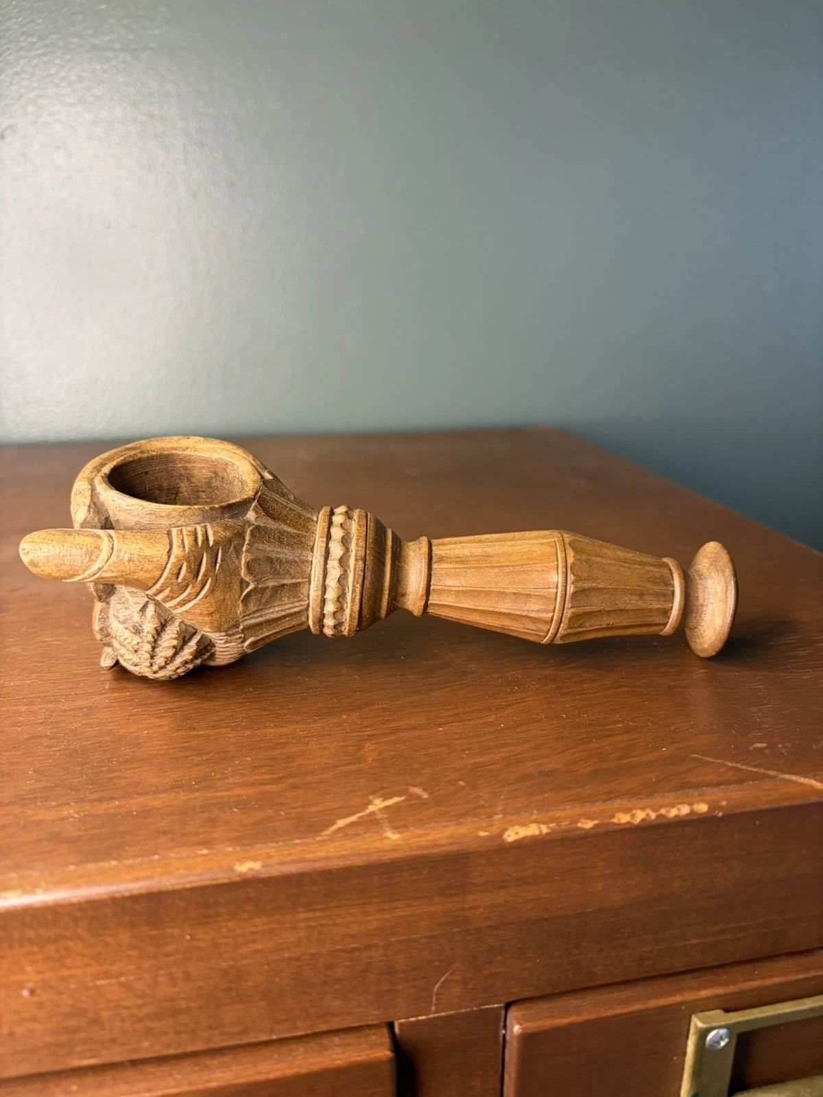 A Victorian Carved Walnut Nutcracker in the form of a Ladys Clenched Hand