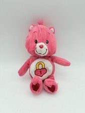 Vintage Care Bears plush Secret Bear Pink Lock Belly Badge Heart 2004 - 10"
