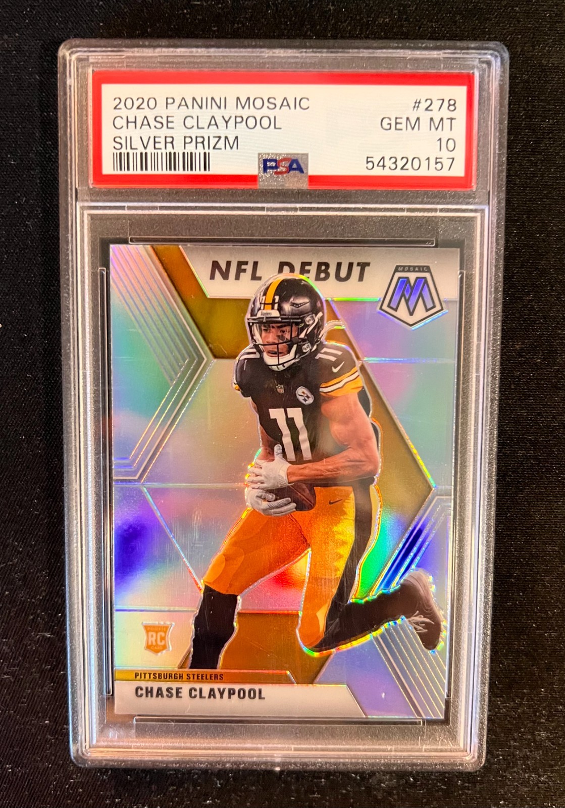 2020 Panini Mosaic - NFL Debut Chase Claypool #278 Silver Prizm (RC) PSA 10