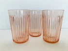 Vintage Anchor Hocking Pink Depression Glass Old Colony Lace Edge Flat Tumblers