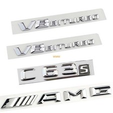 F&uuml;r Mercedes Benz C63S AMG V8 BITURBO Embleme Aufkleber Badge Silber