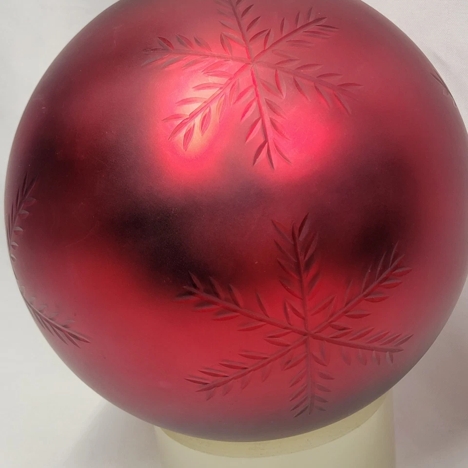 Bola de vidrio rojo intenso corte copo de nieve adorno de Navidad de colección antiguo alemán 1,6# Foto 3 de 4