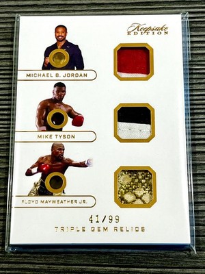 Michael B. Jordan-Mike Tyson-Floyd Mayweather Jr 2024 Keepsake Triple Gem Relics