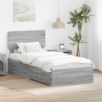 Bettrahmen Mit Kopfteil Graues Sonoma 90 X 190 Cm Holzwerkstoff