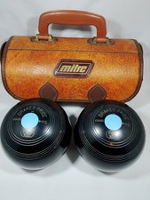 Drakes Pride Bowls. Set Of Two Size 5 Heavy With Vintage Mitre Carry Bag.