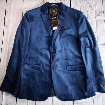 Joe Browns Herren Sakko 44 Blau Samt Smoking Smoking Blazer Dinner Zigarren Revers