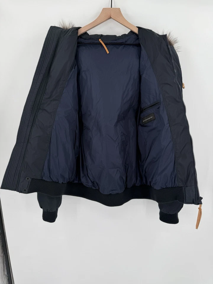 Hugo Boss BALDESSARINI Puffer Jacket Men’s 52 Blue Down Fur Trim Hooded Parka - Image 4 of 4