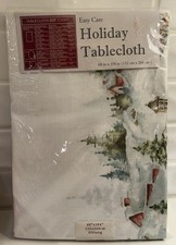 NEW Holiday Tablecloth Easy Care Spill Proof County Holiday Oblong 60" x 104"
