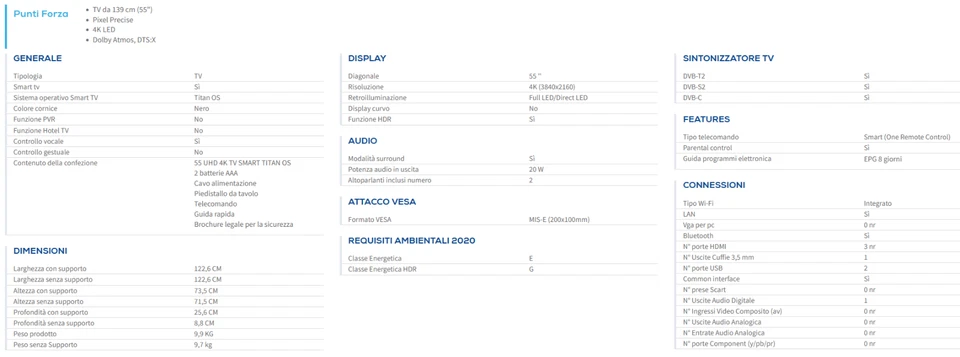 Philips Smart TV 55" 4K Ultra HD LED Titan HDR10+ 55PUS7000/12 EAN 8718863046111 - Immagine 4 di 4