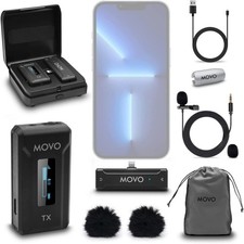 Movo Photo WMX-2-L Wireless Lavalier Microphone System with Charging Case for iP