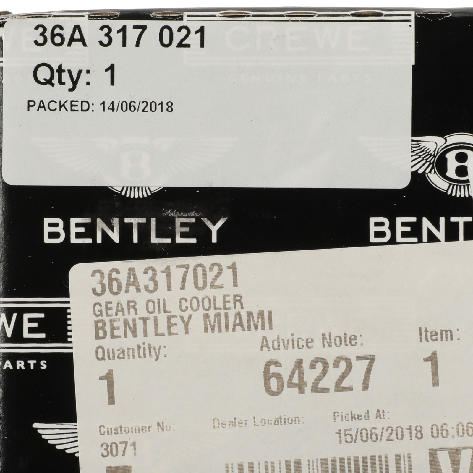 Bentley Bentayga 2017-2020 Front Transmission oil cooler P/N 36A317021