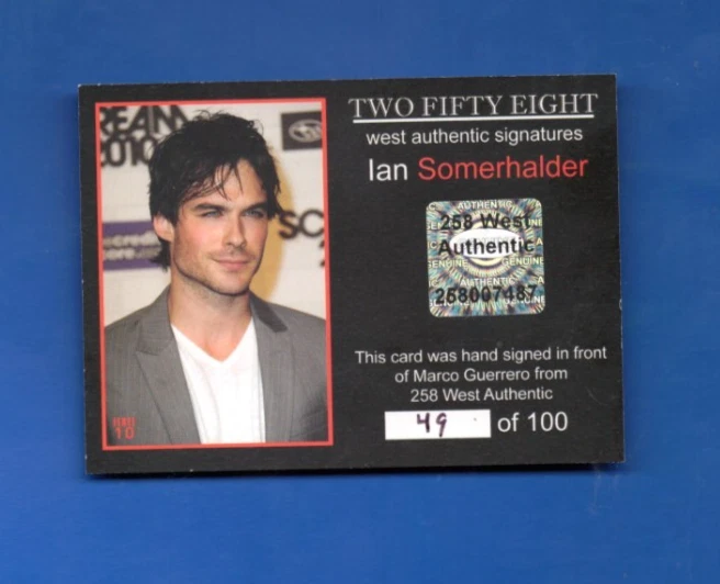 Vampire Diaries Ian Somerhalder 258 West Sig Series Autograph Card - Image 2 of 2