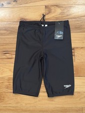 NEW $44 Youth Boys Size 28 x 8 Black Speedo PowerFlex Eco Jammer Swim Shorts NWT