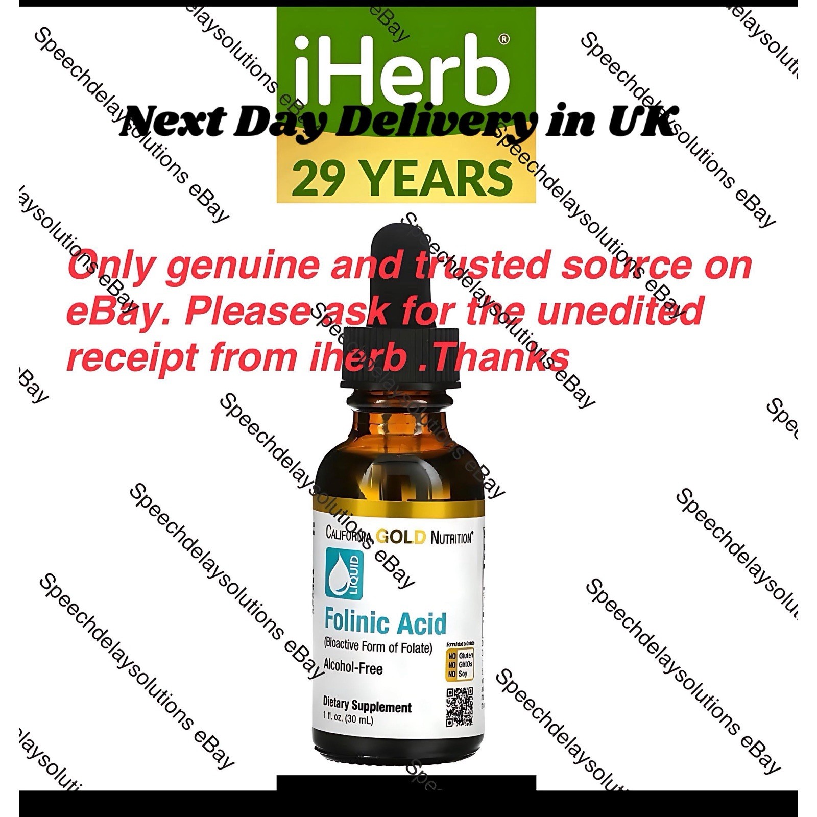 Gotas de ácido folínico California Gold Nutrition 30 ml/800. 7 gotas = 5 mg de leucovorina