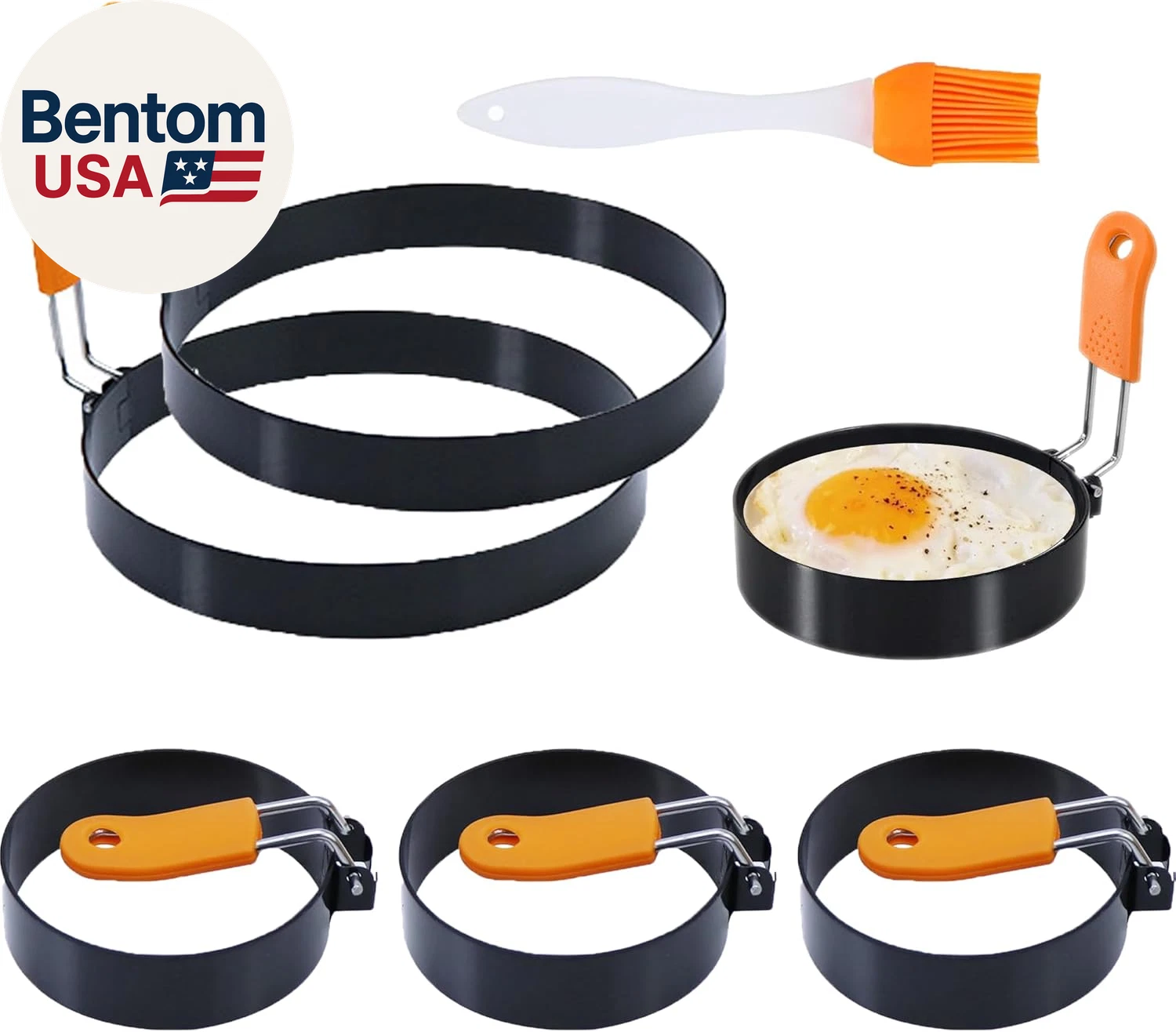 3.5" Egg Rings 6“ Pancake Mold with Silicone Handle, round Mold for English Muff