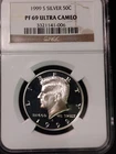 John F. Kennedy Silver Half Dollar Coin NGC PF 69 JFK Ultra Cameo Bullion 1999-S