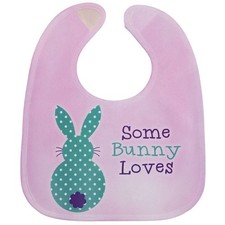 Some Bunny Loves Baby Bib, 100 Polyester, Hook and Loop Closure - Measures 13"