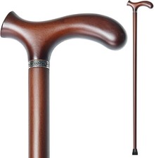 Adjustable Wooden Walking Cane for Men and Women - 5 Height Positions