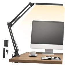 LED Desk Lamp for Home Office, Clamp-On with 5 Light Modes  Auto Clip-Black