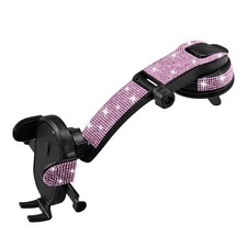 Pink Bling Rhinestone 360 Rotatable Car Phone Holder Suction Cup Dashboard