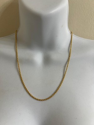 14K  Yellow  1.5mm Rope Chain Necklace with Lobster Closure- 18 inches