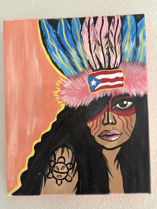 Contemporary Portraiture Painting of Woman, Puerto Rican culture  