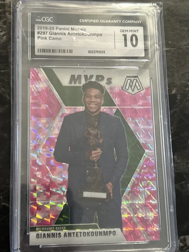 Giannis Antetokounmpo 2019-20 Mosaic prizm Basketball  Pink Camo CGC MINT 10