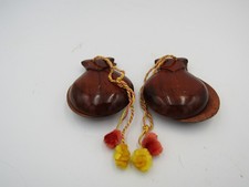 Vintage Spanish Castanets Wood Hand Percussion Clappers w/ Cord  Tassels