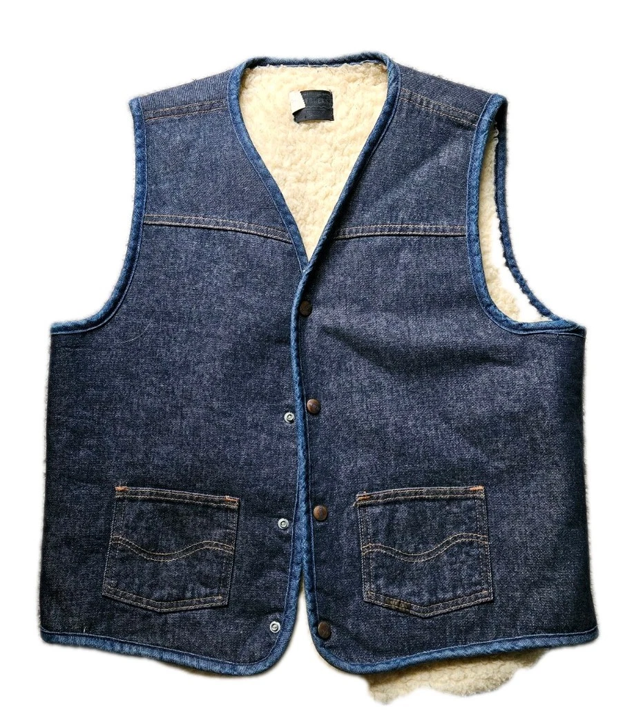 VTG Sears Roebucks Denim Sherpa Insulated Vest Sz 42 Tall Excellent Condition