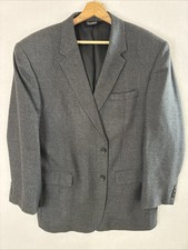 Jos A Bank Traveler  s Collection Men  s Blazer 46R Dark Gray 100 Wool Tweed