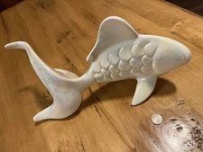 Large opalescent turquoise  Jaru Of California Ceramic Fish Rare Large 1980