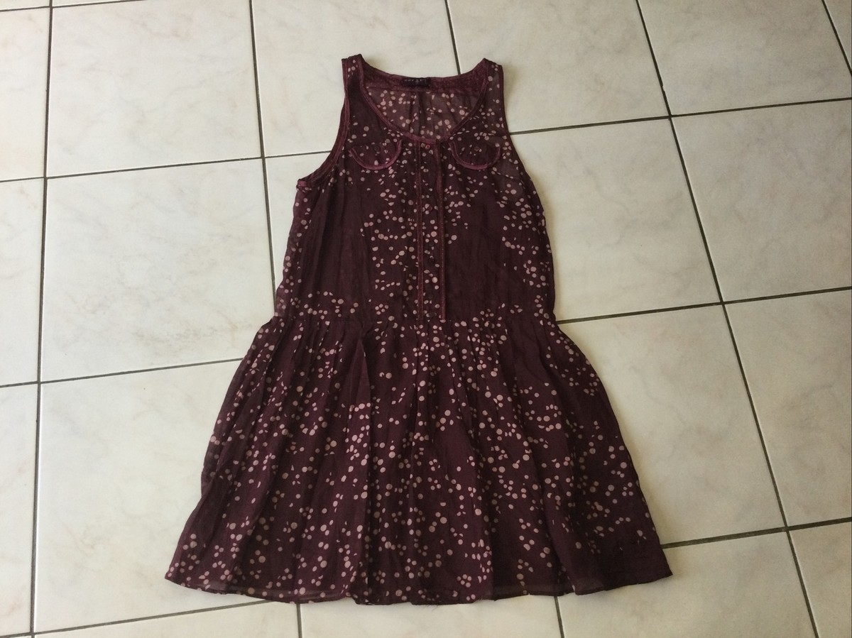 Robe One Step Taille 36 Bordeaux - En Lin, Style Chemisier, Occasion Bon état