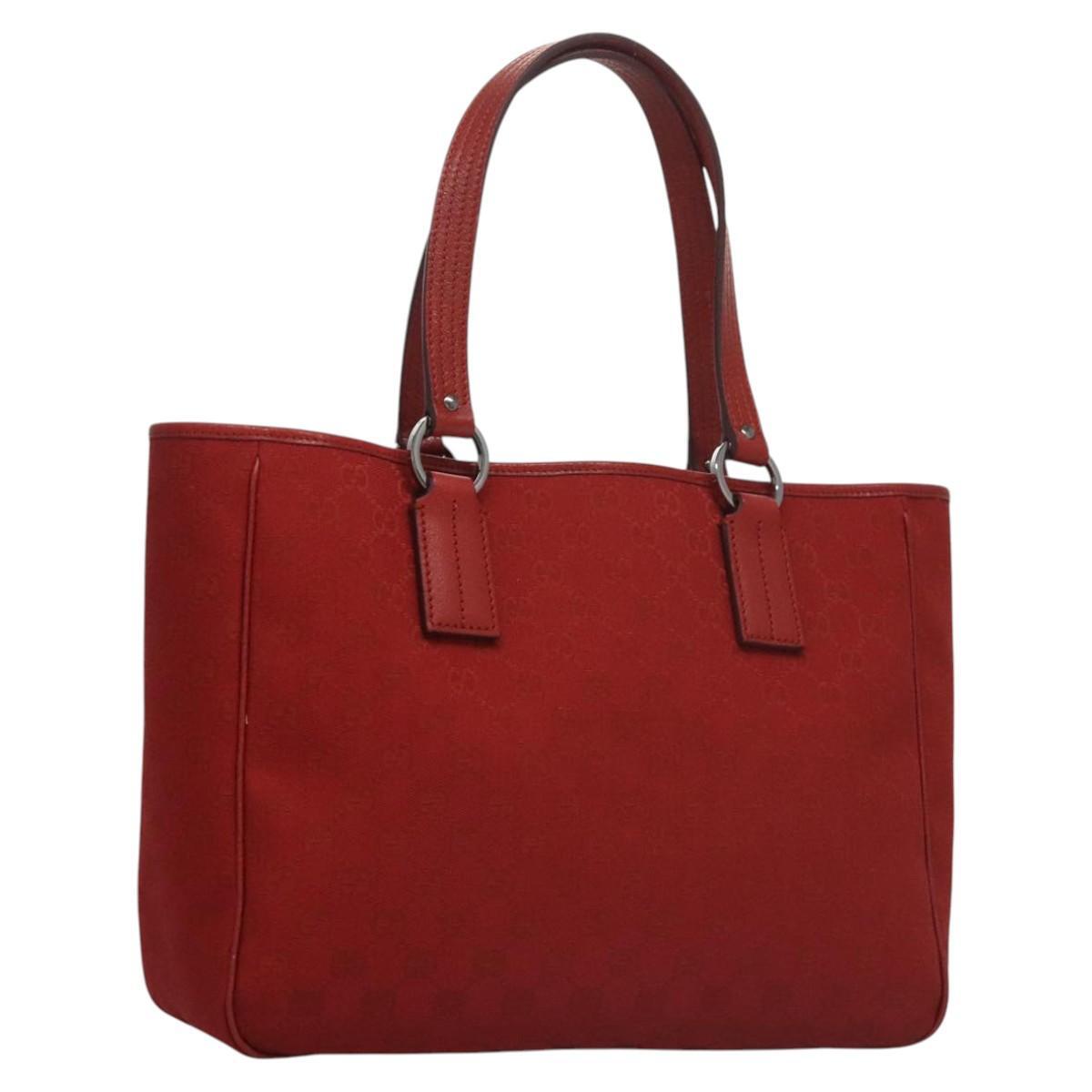 GUCCI GG Canvas Red Tote Bag 113017 Authentic SW001V-image
