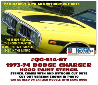 1973-74 Charger Rallye Hood Blackout Stencil Set - DE