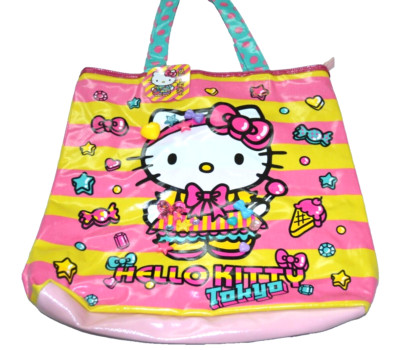Tote Bag Sanrio HELLO KITTY Tokyo 2012 Large Zipper Close NWT Embellished Vinyl