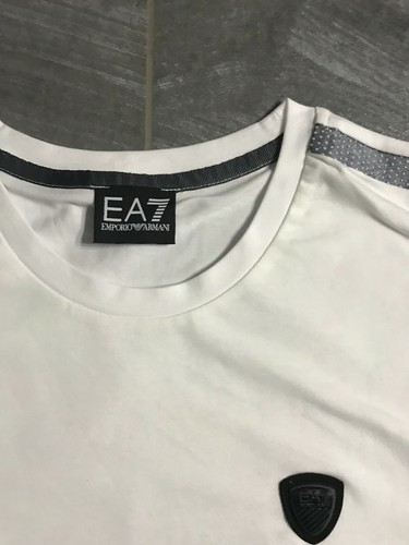 Ea7 White w/ Grey Dotted Trim Crew Neck T-Shirt - 第 3/3 張圖片