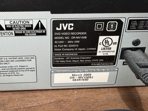 JVC DR-MV150B Combo Player VHS to DVD Recorder HDMI 1080p Works w/ Remote & More - Picture 8 of 15